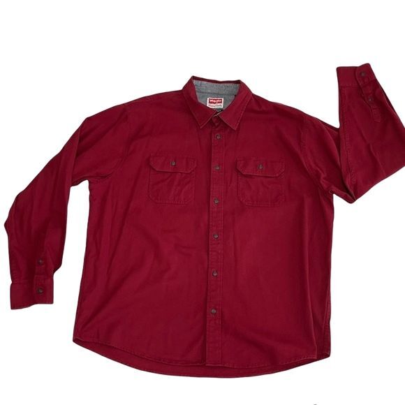 Wrangler Premium Quality Comfort Flex Red Shirt Button Up Western Ranch Size 2XL - Picture 10 of 10